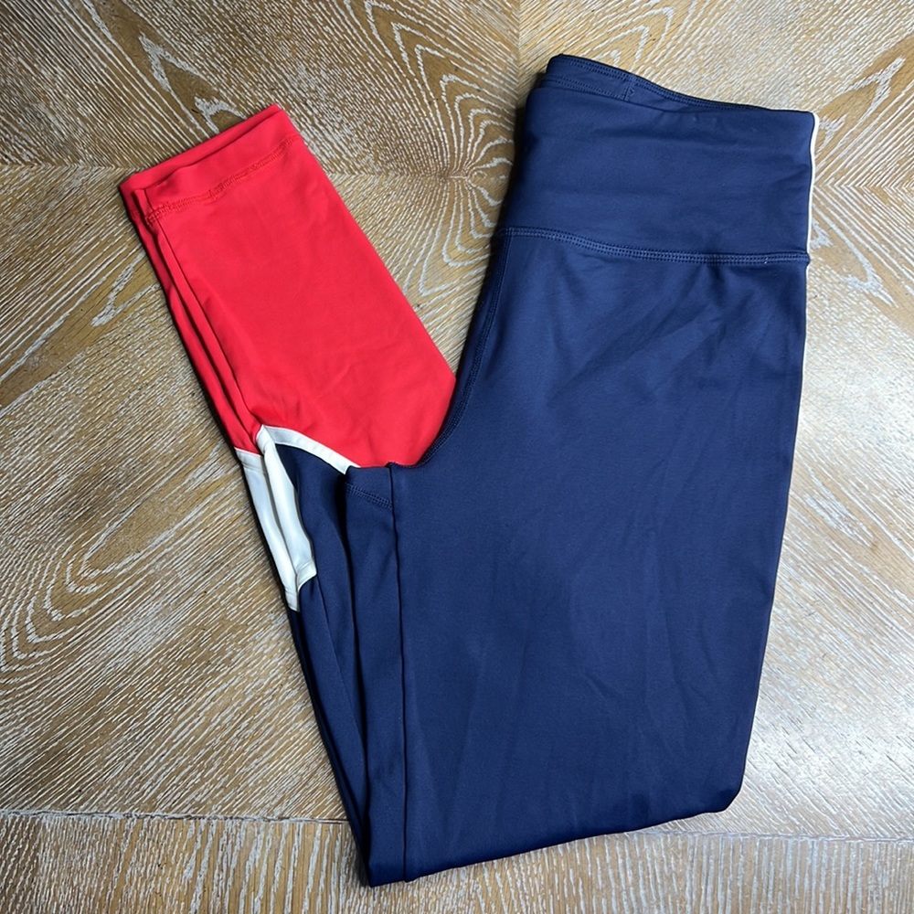 TOMMY HILFIGER SPORT Red/Blue/White Performance Leggings M